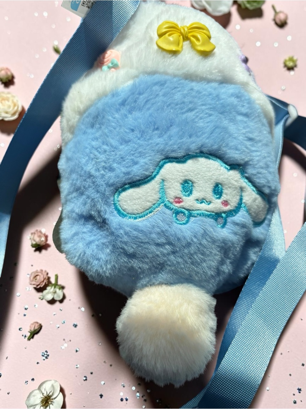 Cinnamoroll Plush Mini Crossbody Bag Blue White Faux Fur Sanrio Style Purse